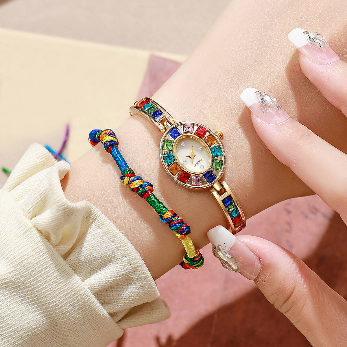 Luxury Watch Case Travel - 2PCS/Set Luxury Rhinestone Women Watches Fashion