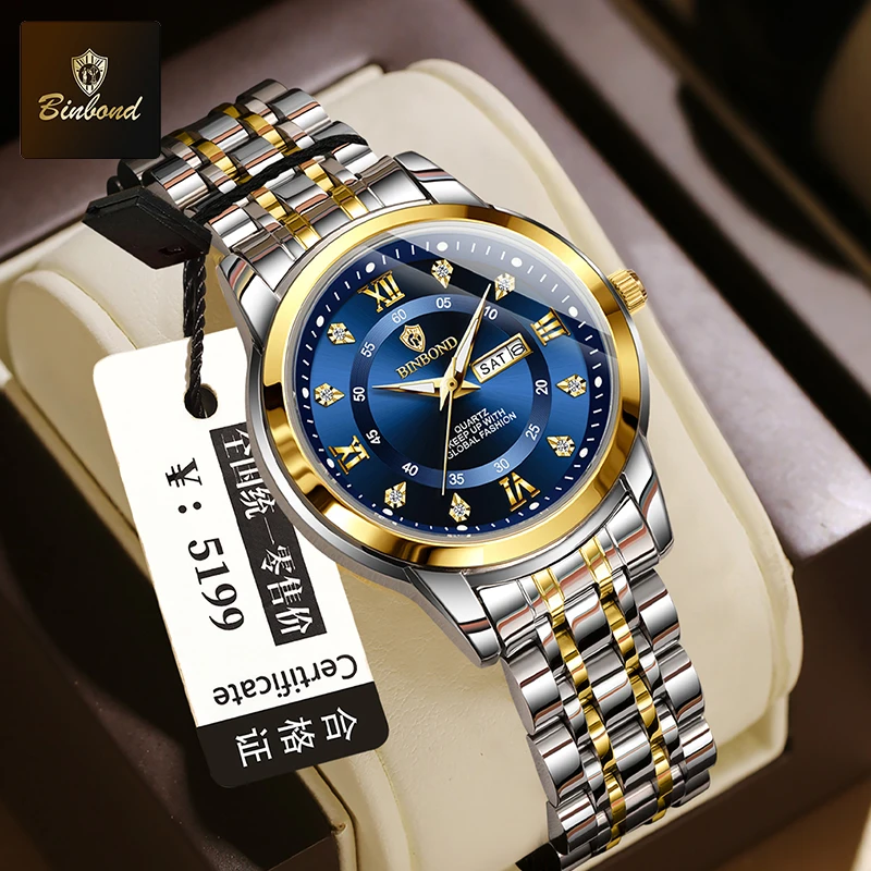 Luxury Watch Green - BINBOND B7169 Top Brand Luxury Fashion