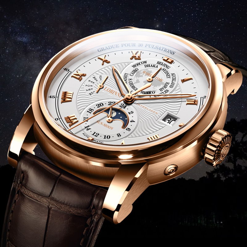Luxury Watch Brands In World - LOBINNI Men Watch Luxury Brand Moon