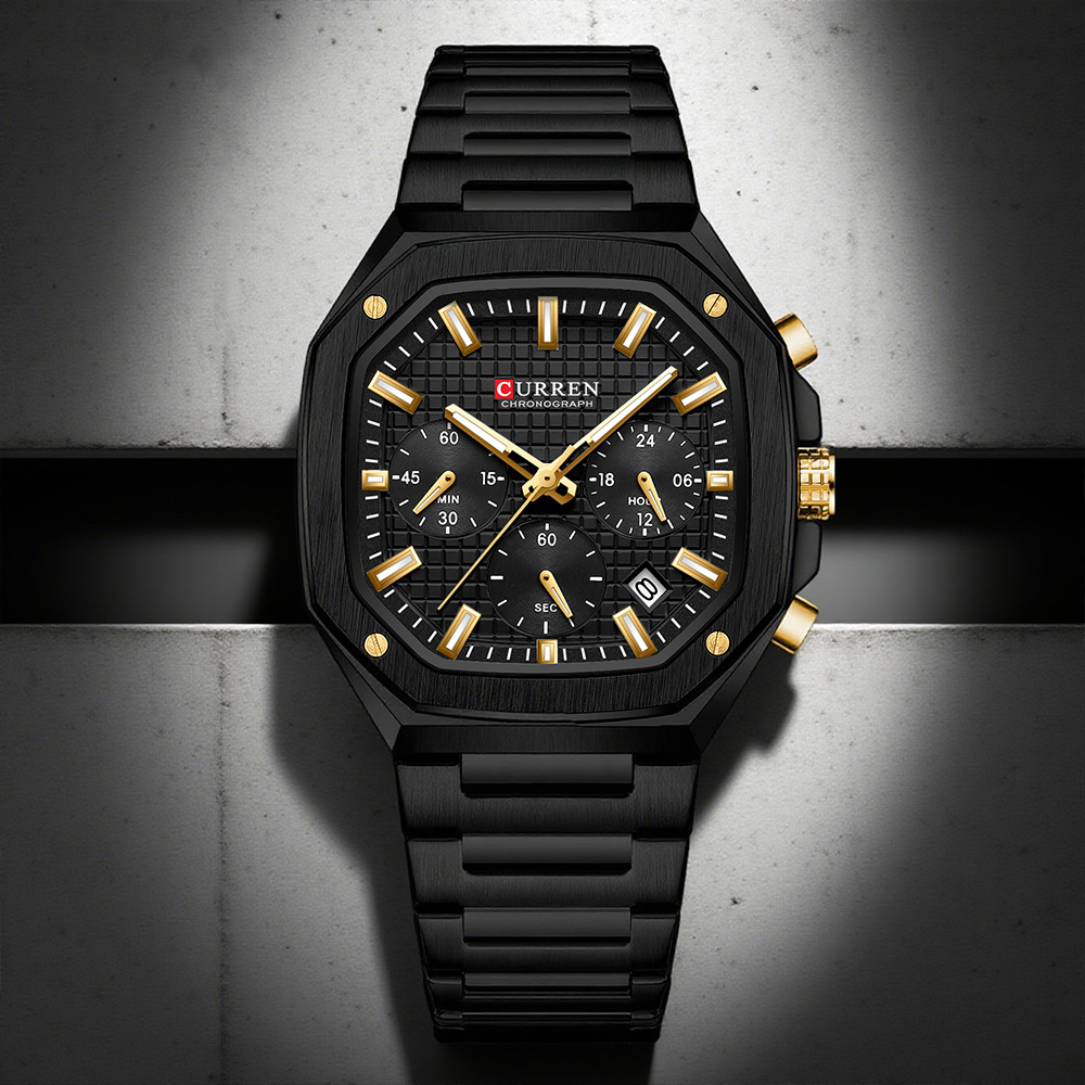 Luxury Watch Hand - CURREN Luxury Square Chrono Watch for
