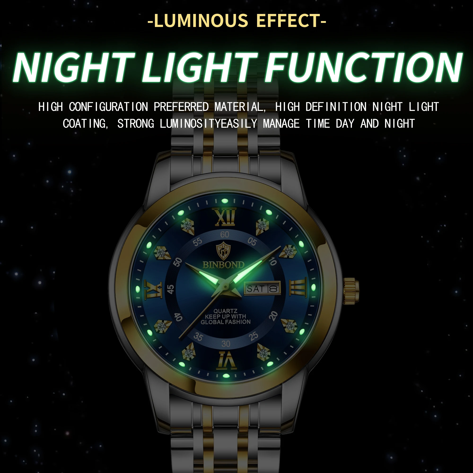 BINBOND B7169 Top Brand Luxury - Luxury Watch Green review and price