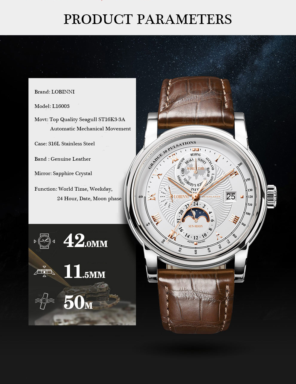LOBINNI Men Watch Luxury Brand - Luxury Watch Brands In World review and price