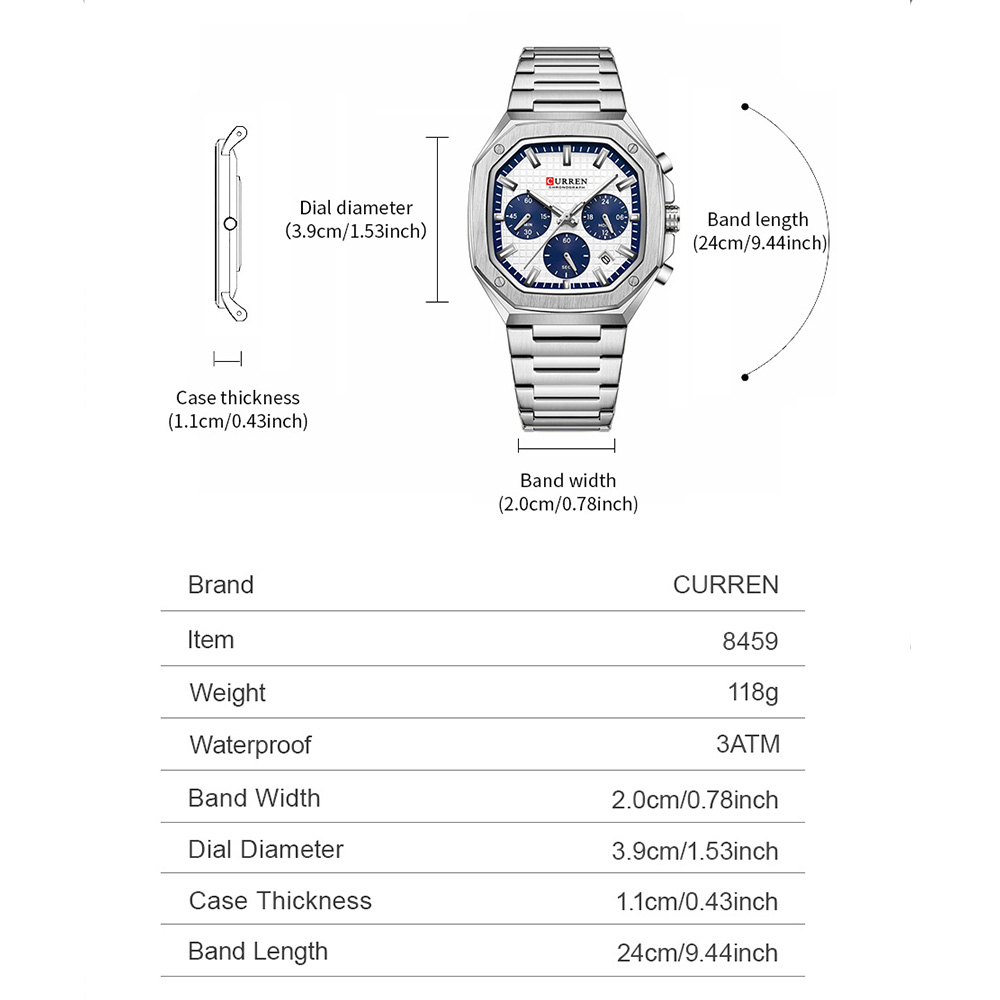 CURREN Luxury Square Chrono Wa - Luxury Watch Hand review and price